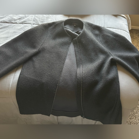 COS Wool Cocoon Jacket Black Full Zip Oversize Minimalist Coat with pockets - Picture 9 of 9